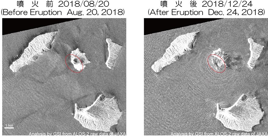 2018年12月22日インドネシア・クラカタウ火山の噴火に伴う地形変化