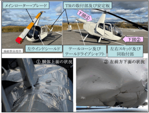 匠航空 ロビンソンR44（回転翼航空機）の事故［ホバリング中の落下による機体損傷］(京都市 JPD京都場外離着陸場、令和5年12月18日発生）