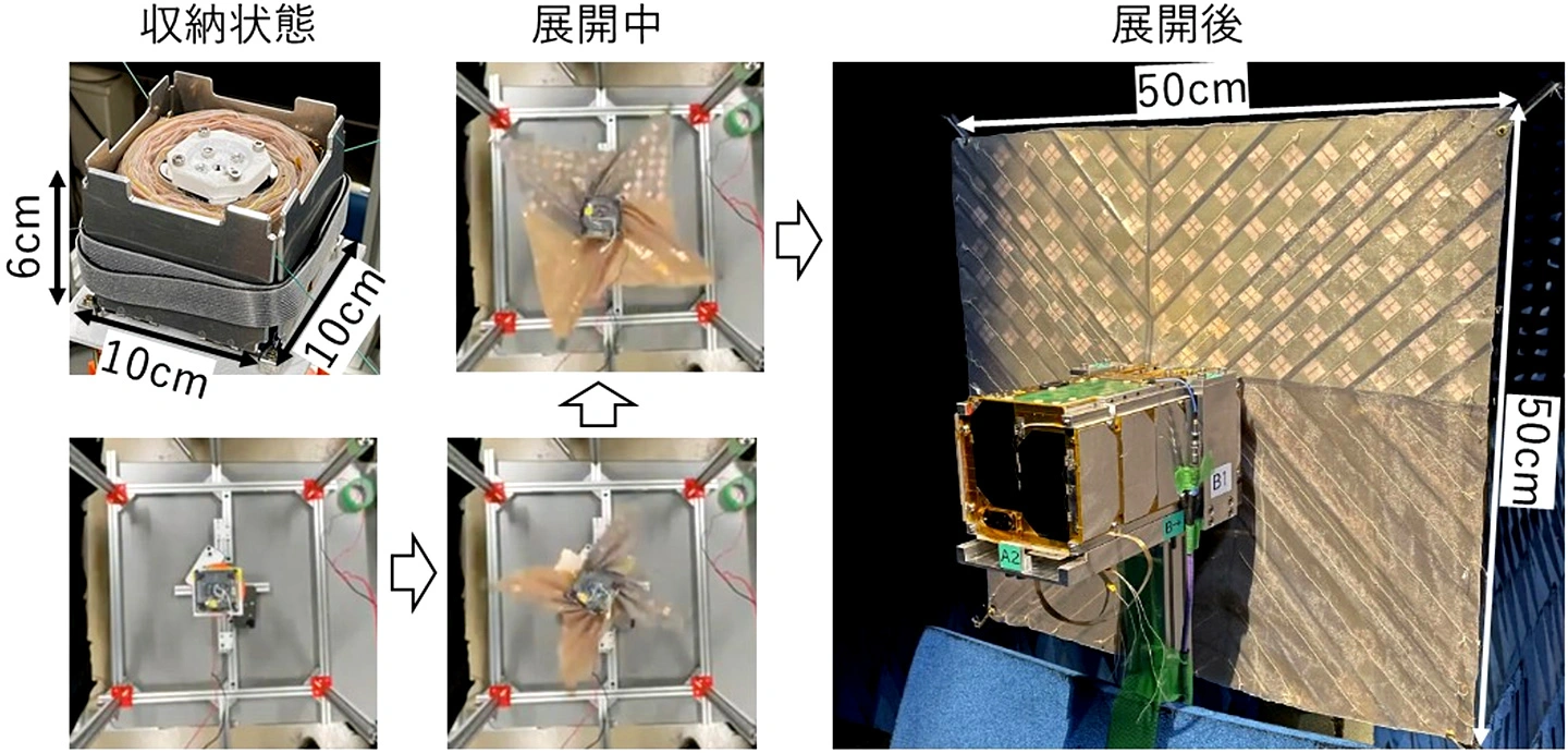 宇宙で大きく広がる「折り紙アンテナ」を地上実証 ―小さな人工衛星でも高速通信が可能に―